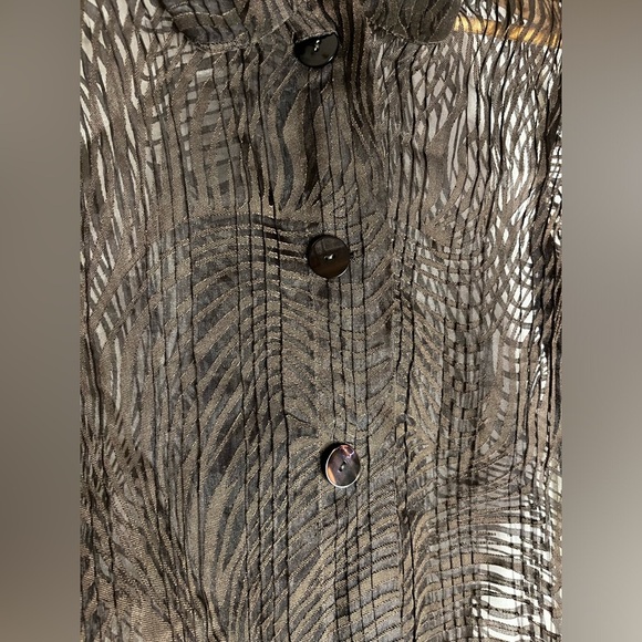 CitiKnits Pleated Organza Button Up Blouse - Picture 3 of 5